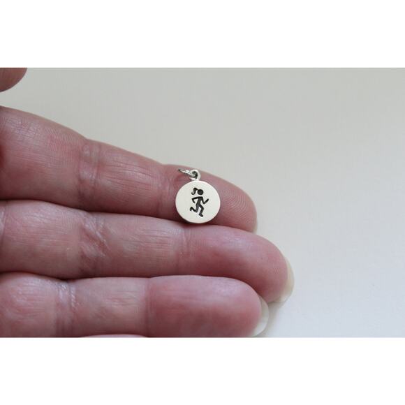 Sterling Silver Running Fitness Charm, Running Athletic Charm, Running Charm - Picture 1 of 4